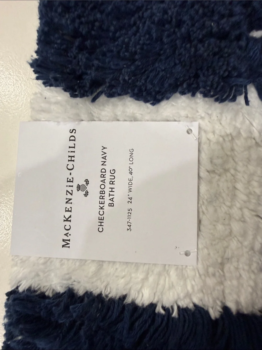 MacKenzie-Childs Navy and White Checkered Bath Rug